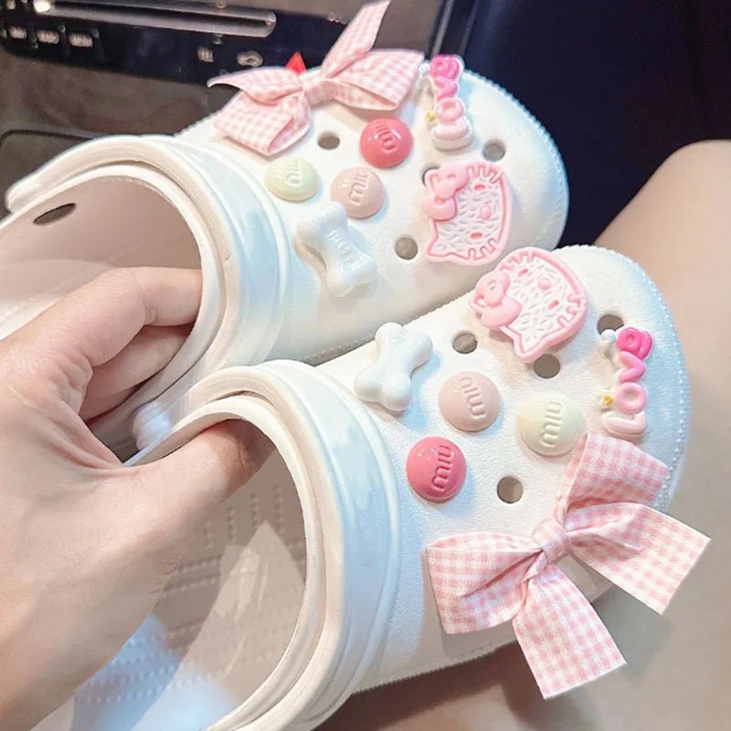 1 Set Hole Shoe Charms Cute Character Accessories Funny Hello kitty Shoes Buckle DIY 3D Doll Shoes Decorations Sandal - Fashion Palace Royal™