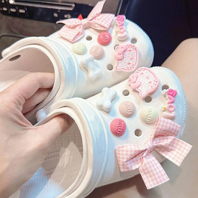 1 Set Hole Shoe Charms Cute Character Accessories Funny Hello kitty Shoes Buckle DIY 3D Doll Shoes Decorations Sandal - Fashion Palace Royal™
