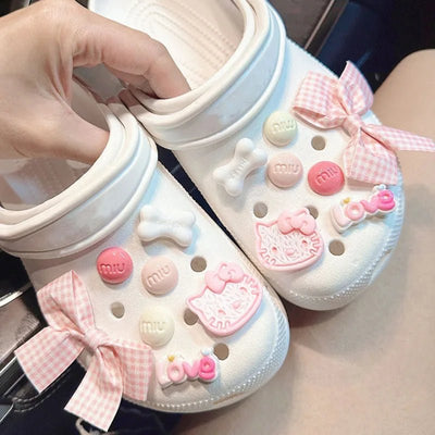 1 Set Hole Shoe Charms Cute Character Accessories Funny Hello kitty Shoes Buckle DIY 3D Doll Shoes Decorations Sandal - Fashion Palace Royal™