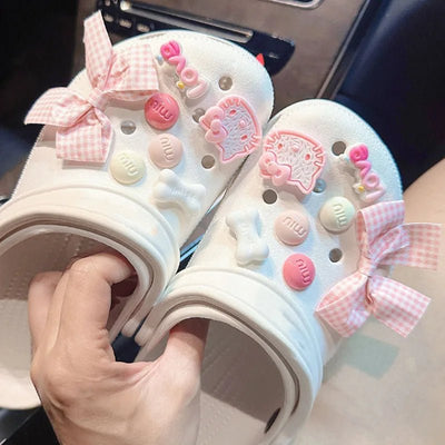 1 Set Hole Shoe Charms Cute Character Accessories Funny Hello kitty Shoes Buckle DIY 3D Doll Shoes Decorations Sandal - Fashion Palace Royal™