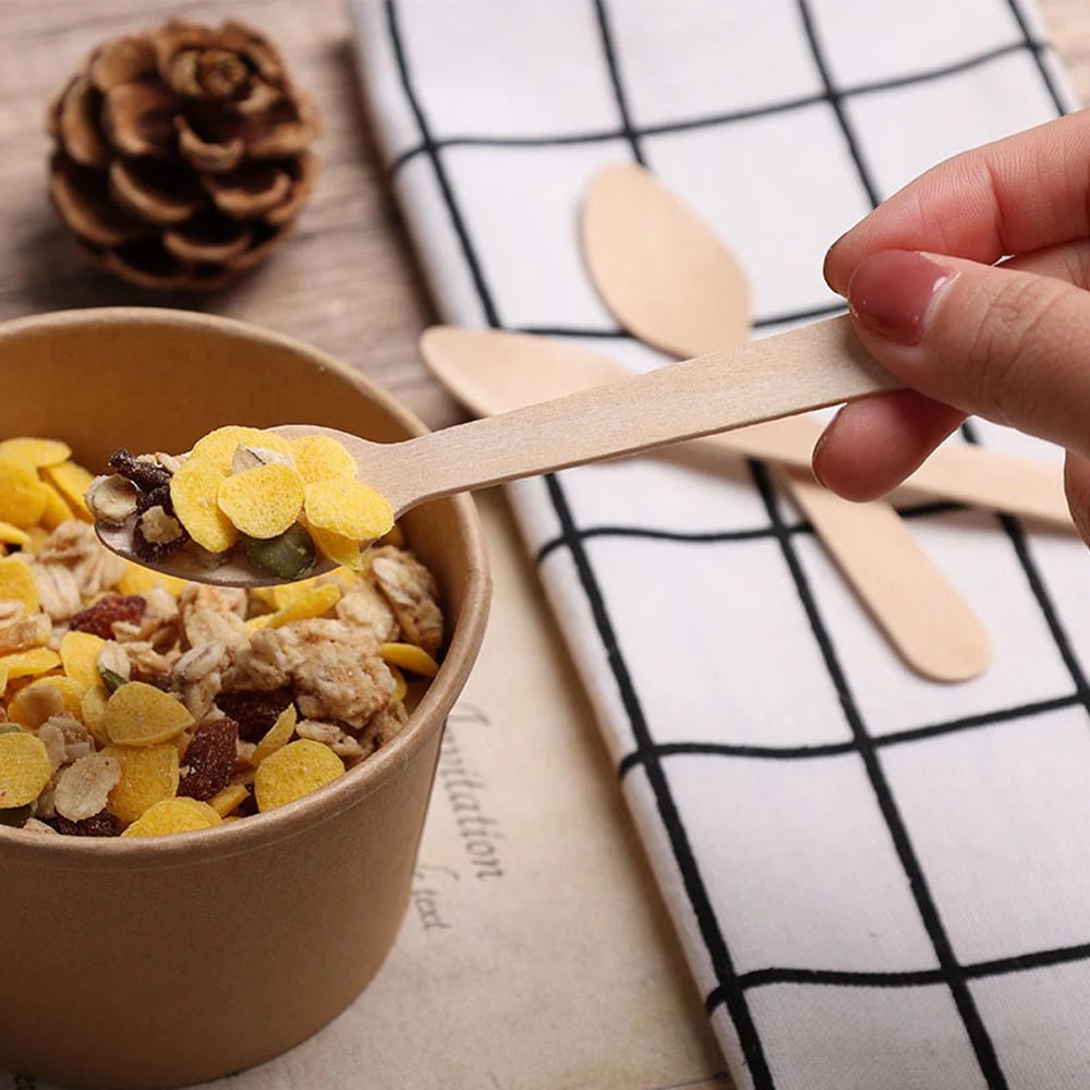 10 - 500Pcs Disposable Wooden Cutlery/ForksSpoons/Cutters Knife Wedding Birthday Party Supplies Kitchen Utensil Dessert Cake Scoop - Fashion Palace Royal™