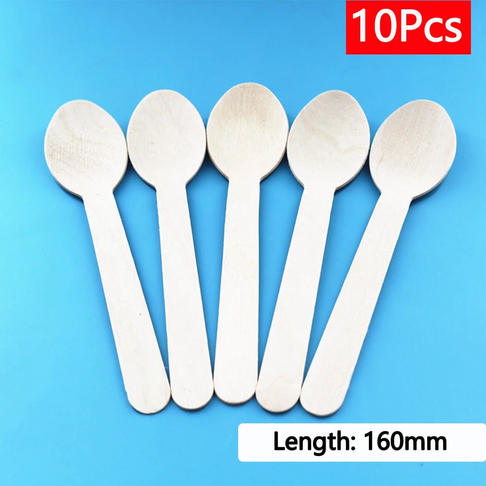 10 - 500Pcs Disposable Wooden Cutlery/ForksSpoons/Cutters Knife Wedding Birthday Party Supplies Kitchen Utensil Dessert Cake Scoop - Fashion Palace Royal™