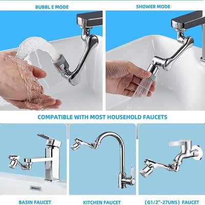 1080° Universal Rotation Faucet Extender Dual Mode Sprayer Head Kitchen Robot Arm Extension Taps Bathroom Swivel Faucet - Fashion Palace Royal™