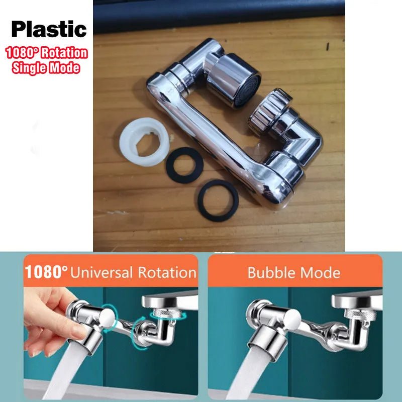 1080° Universal Rotation Faucet Extender Dual Mode Sprayer Head Kitchen Robot Arm Extension Taps Bathroom Swivel Faucet - Fashion Palace Royal™