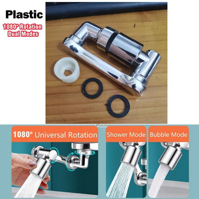 1080° Universal Rotation Faucet Extender Dual Mode Sprayer Head Kitchen Robot Arm Extension Taps Bathroom Swivel Faucet - Fashion Palace Royal™