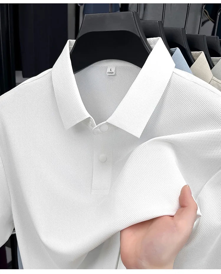 2025 High - Quality Breathable and Moisture - Wicking Business Casual Polo Shirt for Men, Summer Solid Color T-Shirt. - Fashion Palace Royal™