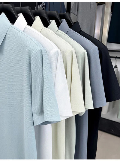 2025 High - Quality Breathable and Moisture - Wicking Business Casual Polo Shirt for Men, Summer Solid Color T-Shirt. - Fashion Palace Royal™