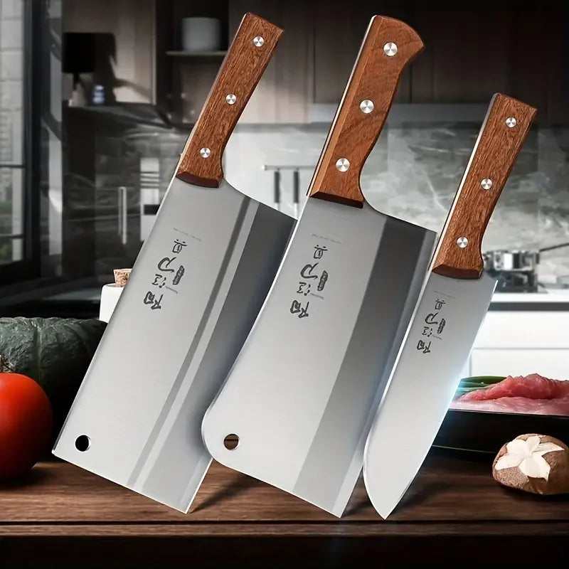 3 piece Premium stainless steel knife set - easy meat, bone and precise cuts - ideal for home cooks and professional kitchens -  Fashion Palace™