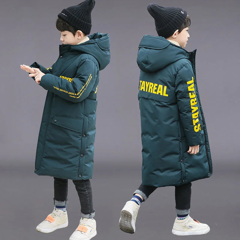 -30 degrees High quality Winter Boys Long Coat Clothes overcoat Snowsuit Thick Hooded Parka warm cotton Jacket For Kids clothing
