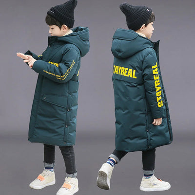 -30 degrees High quality Winter Boys Long Coat Clothes overcoat Snowsuit Thick Hooded Parka warm cotton Jacket For Kids clothing