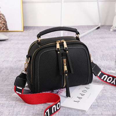 Fashion Hit Color Shoulder Bags for Women Female PU Leather Crossbody Messenger Bags Small Handbag Wide Strap Purse -  Fashion Palace™