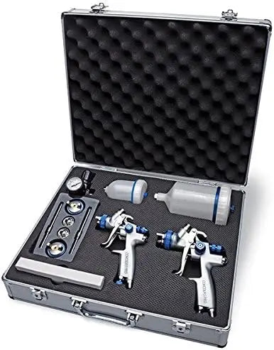Concours Pro Dual Paint Gun And Accessory Kit 1.3 1.7 2.0 Nozzle/Cap Cleaning Kit Air Regulator Silver -  Fashion Palace™