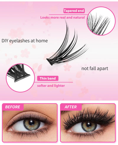 MJ DIY Lashes Extension Kit Eyelashes 200 PCS Clusters Lash Bond and Seal Makeup Tools for Gluing Lashes Gluing Glue Accessories -  Fashion Palace™
