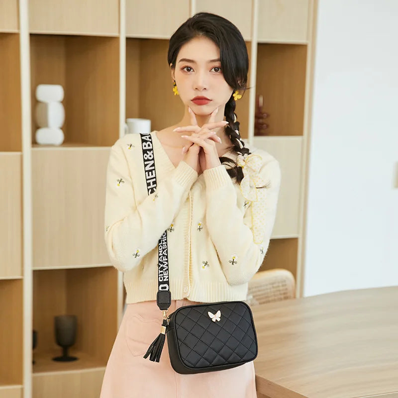Fashion Hit Color Shoulder Bags for Women Female PU Leather Crossbody Messenger Bags Small Handbag Wide Strap Purse -  Fashion Palace™