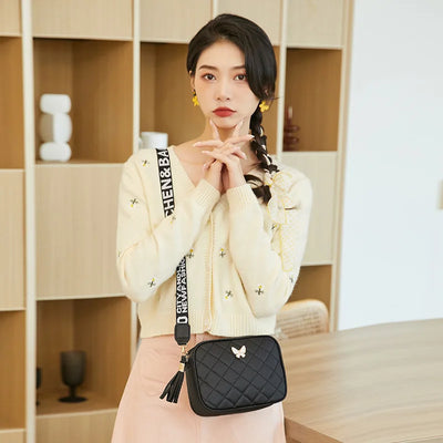 Fashion Hit Color Shoulder Bags for Women Female PU Leather Crossbody Messenger Bags Small Handbag Wide Strap Purse -  Fashion Palace™