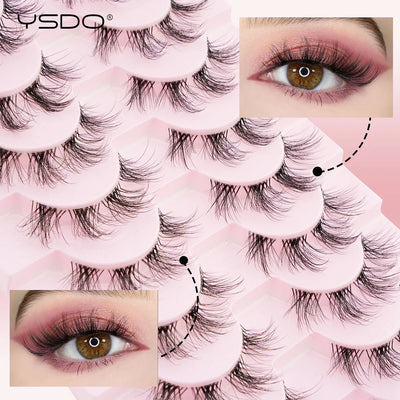 YSDO Fluffy False Eyelashes 3/10 Pairs Natural Cat Eye Lashes Wispy Faux 3d Mink Lashes Makeup Tools Thick Soft Curly Eyelashes -  Fashion Palace™