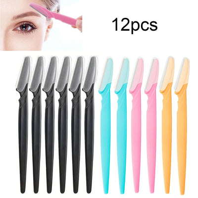 12 Pcs Mix Color Eyebrow Razor Women Face And Body Safe Trimmer Hair Shaver Eye Brow Remover With Cover Small Makeup Tools Set -  Fashion Palace™