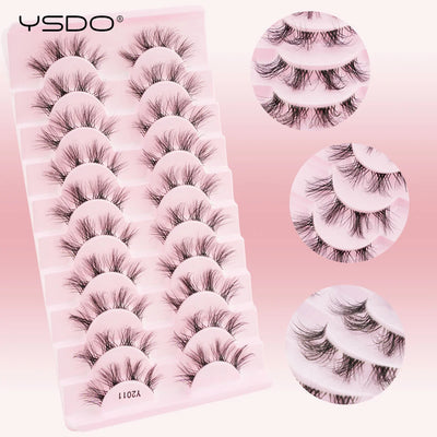 YSDO Fluffy False Eyelashes 3/10 Pairs Natural Cat Eye Lashes Wispy Faux 3d Mink Lashes Makeup Tools Thick Soft Curly Eyelashes -  Fashion Palace™