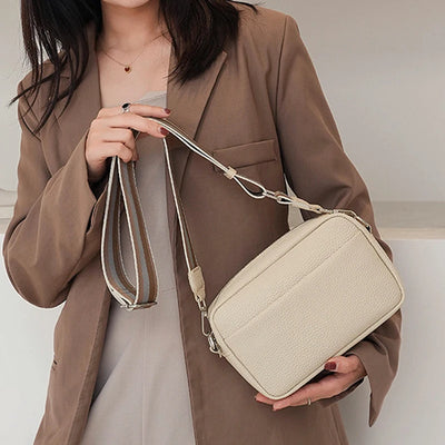 Fashion Hit Color Shoulder Bags for Women Female PU Leather Crossbody Messenger Bags Small Handbag Wide Strap Purse -  Fashion Palace™