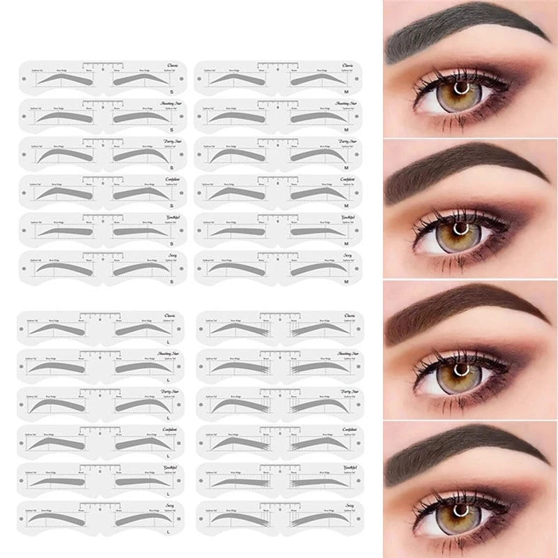 Reusable Eyebrow Stencil Set Soft Ruler Brow Definer Eye Brow Drawing Guide Styling Shaping Grooming Template Card Makeup Tools -  Fashion Palace™