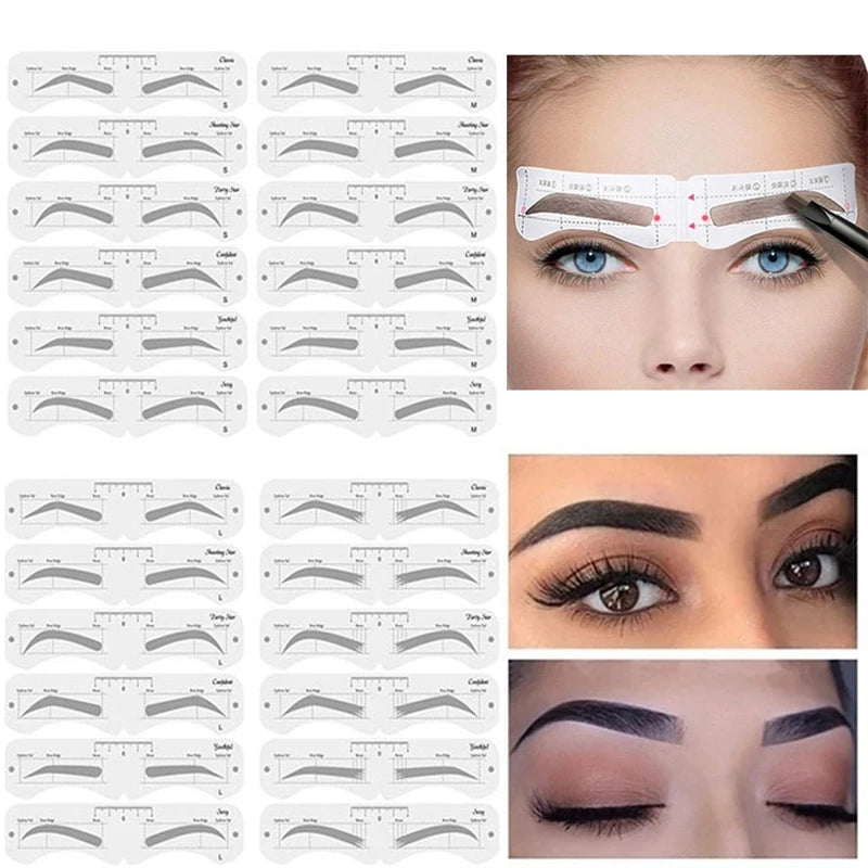 Reusable Eyebrow Stencil Set Soft Ruler Brow Definer Eye Brow Drawing Guide Styling Shaping Grooming Template Card Makeup Tools -  Fashion Palace™