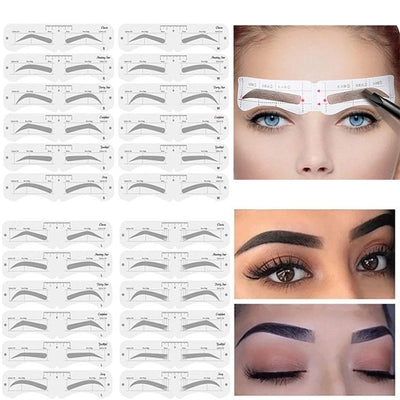 Reusable Eyebrow Stencil Set Soft Ruler Brow Definer Eye Brow Drawing Guide Styling Shaping Grooming Template Card Makeup Tools -  Fashion Palace™