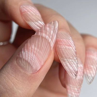 24pcs Nude Pink Fake Nail Sweet 3D Shell Design Almond False Nail Patch Full Cover Wearable Korean Style Press on Nails -  Fashion Palace™