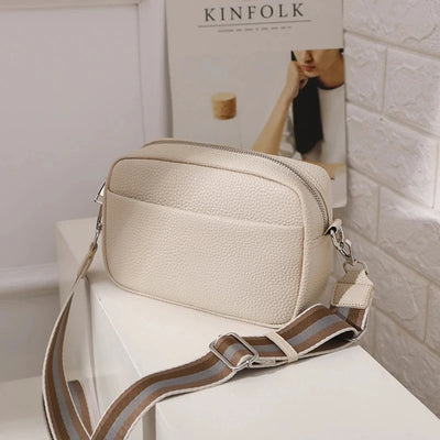 Fashion Hit Color Shoulder Bags for Women Female PU Leather Crossbody Messenger Bags Small Handbag Wide Strap Purse -  Fashion Palace™