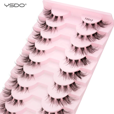 YSDO Fluffy False Eyelashes 3/10 Pairs Natural Cat Eye Lashes Wispy Faux 3d Mink Lashes Makeup Tools Thick Soft Curly Eyelashes -  Fashion Palace™