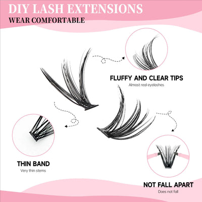 MJ DIY Lashes Extension Kit Eyelashes 200 PCS Clusters Lash Bond and Seal Makeup Tools for Gluing Lashes Gluing Glue Accessories -  Fashion Palace™