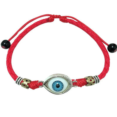 AAK003, Handmade Lucky Turkish Blue Evil Eye Foot Jewelry for Men Barefoot Sandal Chain Charms Leather Black/Red Rope Anklet - Fashion Palace Royal™