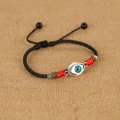 AAK003, Handmade Lucky Turkish Blue Evil Eye Foot Jewelry for Men Barefoot Sandal Chain Charms Leather Black/Red Rope Anklet - Fashion Palace Royal™