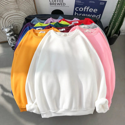 Autumn Winter Womens Solid Hoodie Fashion Warm Fleece Pullover Soft Breathable O - Neck Sweatshirt Casual Oversize Female Clothes - Fashion Palace Royal™