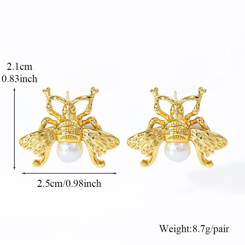 EILIECK 316L Stainless Steel Flower Pearl Stud Earrings For Women Girl Fashion New Gold Color Waterproof Jewelry Lady Gift - Fashion Palace Royal™