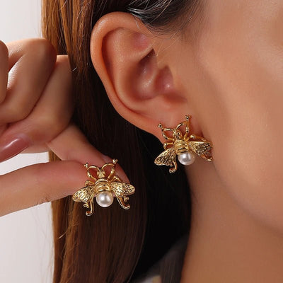 EILIECK 316L Stainless Steel Flower Pearl Stud Earrings For Women Girl Fashion New Gold Color Waterproof Jewelry Lady Gift - Fashion Palace Royal™