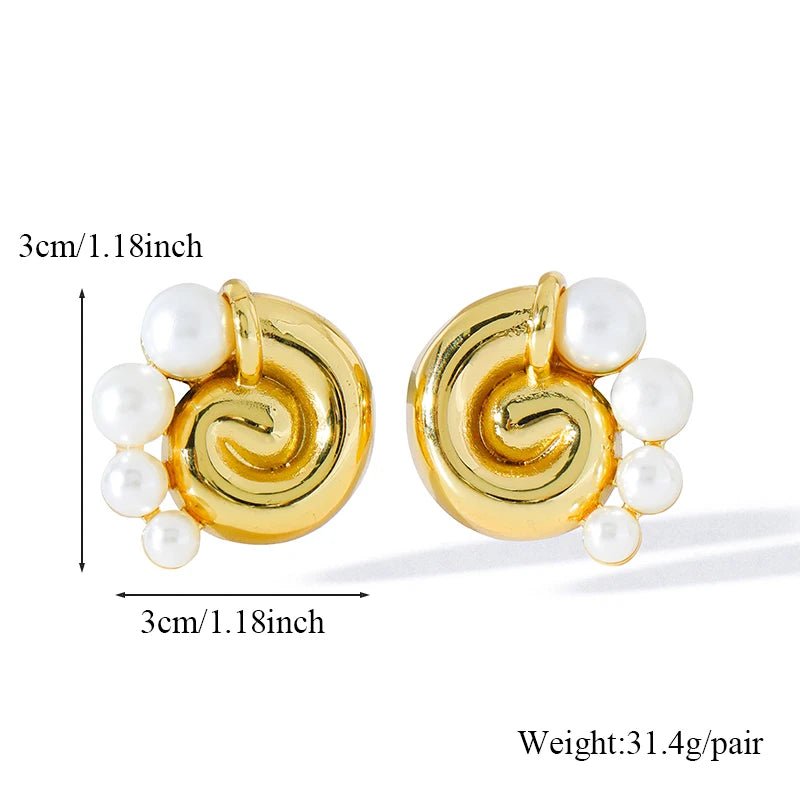 EILIECK 316L Stainless Steel Flower Pearl Stud Earrings For Women Girl Fashion New Gold Color Waterproof Jewelry Lady Gift - Fashion Palace Royal™