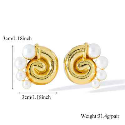 EILIECK 316L Stainless Steel Flower Pearl Stud Earrings For Women Girl Fashion New Gold Color Waterproof Jewelry Lady Gift - Fashion Palace Royal™