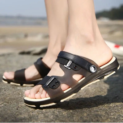 Jelly Shoes Summer Slip - on Men's Sandal Breathable Flat Slippers Outdoor Beach Platform Sandals Casual Slipper for Men Water New - Fashion Palace Royal™