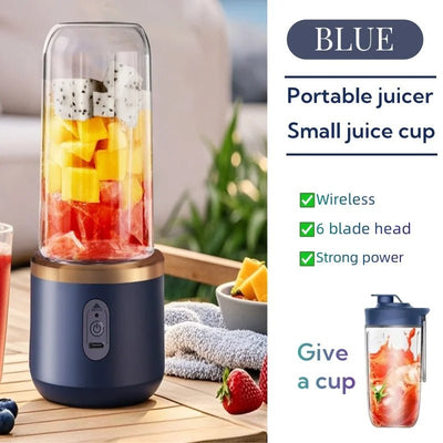 Portable wireless small juicer juice cup 6 blade head USB charging household multi - function juicer mixer with portable juice cup - Fashion Palace Royal™