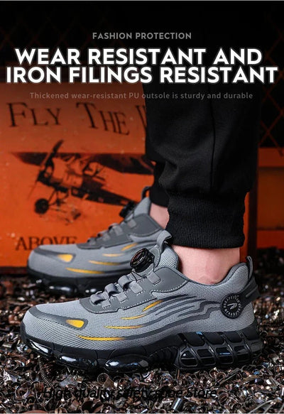 Rotating Button New Safety Shoes Men Anti - smash Anti - puncture Work Shoes Fashion Men Sport Shoes Security Protective Boots Men - Fashion Palace Royal™
