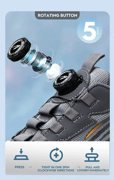 Rotating Button New Safety Shoes Men Anti - smash Anti - puncture Work Shoes Fashion Men Sport Shoes Security Protective Boots Men - Fashion Palace Royal™