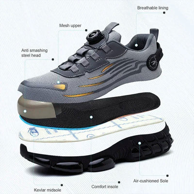 Rotating Button New Safety Shoes Men Anti - smash Anti - puncture Work Shoes Fashion Men Sport Shoes Security Protective Boots Men - Fashion Palace Royal™