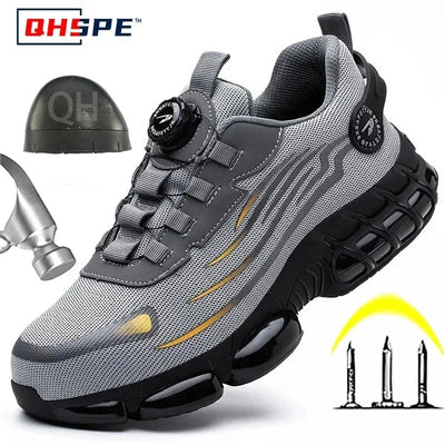 Rotating Button New Safety Shoes Men Anti - smash Anti - puncture Work Shoes Fashion Men Sport Shoes Security Protective Boots Men - Fashion Palace Royal™