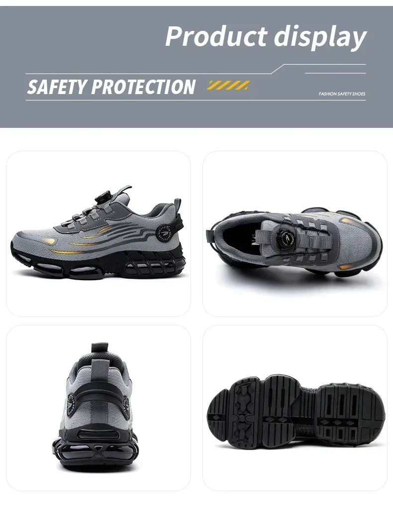 Rotating Button New Safety Shoes Men Anti - smash Anti - puncture Work Shoes Fashion Men Sport Shoes Security Protective Boots Men - Fashion Palace Royal™