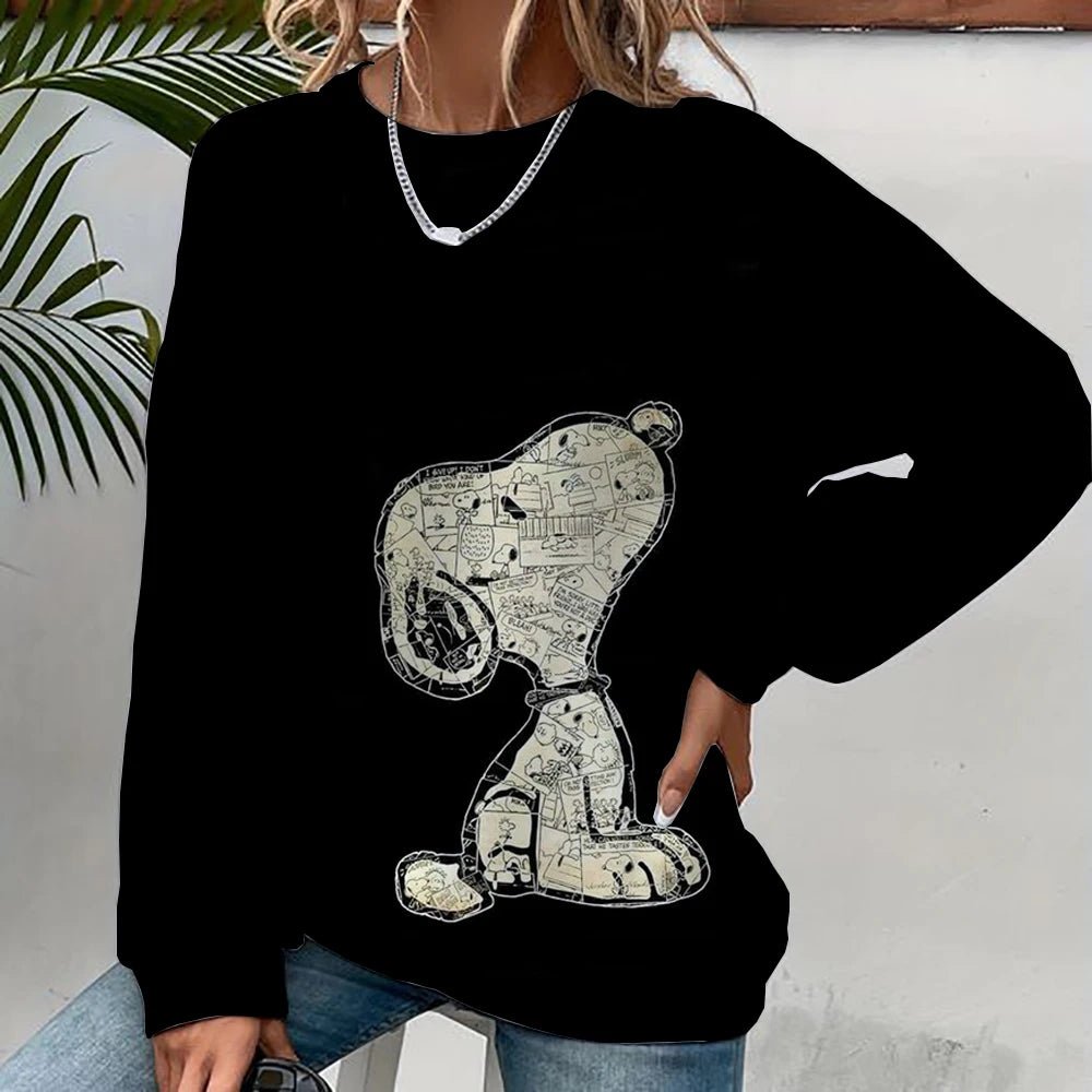Snoopy Cartoon Anime Women's Hoodie Spring and Autumn Edition Women's Round Neck Hoodie 2024 New Casual Couple Sportswear Top - Fashion Palace Royal™