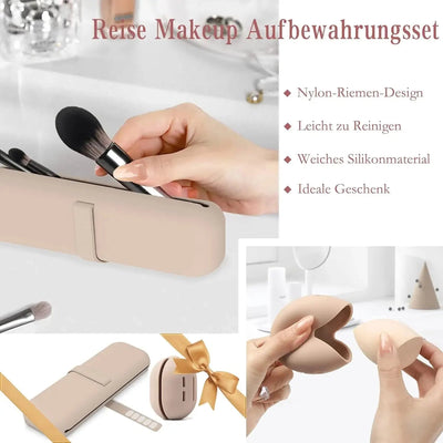 Travel Makeup Brush Holder, Silicone Cosmetic Brushes Bag, Makeup Sponge Case Portable Waterproof Makeup Tools for Women Girls - Fashion Palace Royal™