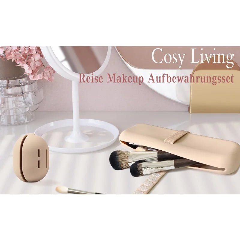 Travel Makeup Brush Holder, Silicone Cosmetic Brushes Bag, Makeup Sponge Case Portable Waterproof Makeup Tools for Women Girls - Fashion Palace Royal™