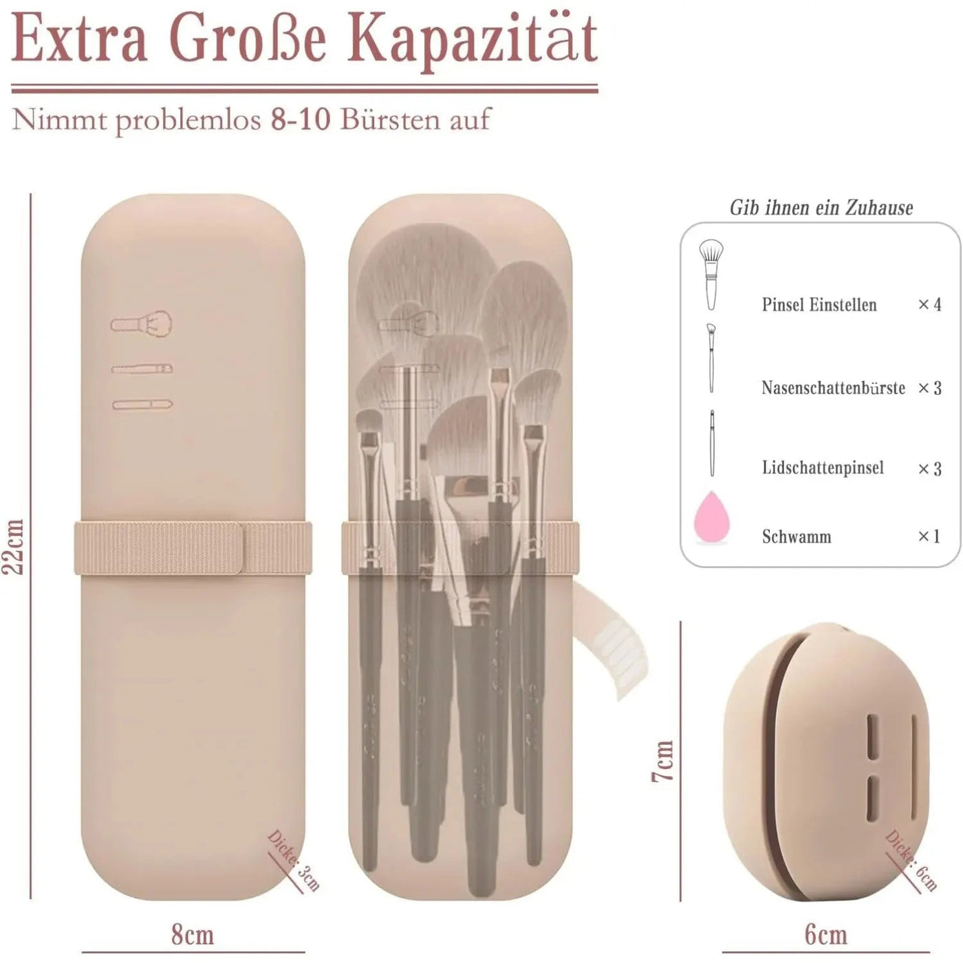 Travel Makeup Brush Holder, Silicone Cosmetic Brushes Bag, Makeup Sponge Case Portable Waterproof Makeup Tools for Women Girls - Fashion Palace Royal™